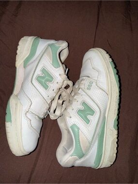 New Balance 550 White with Mint Green Accents